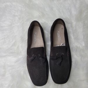 Scandro Men Dark Brown All Soft LEATHER SUEDE Slip-On Shoes Moccasin Loafer58110